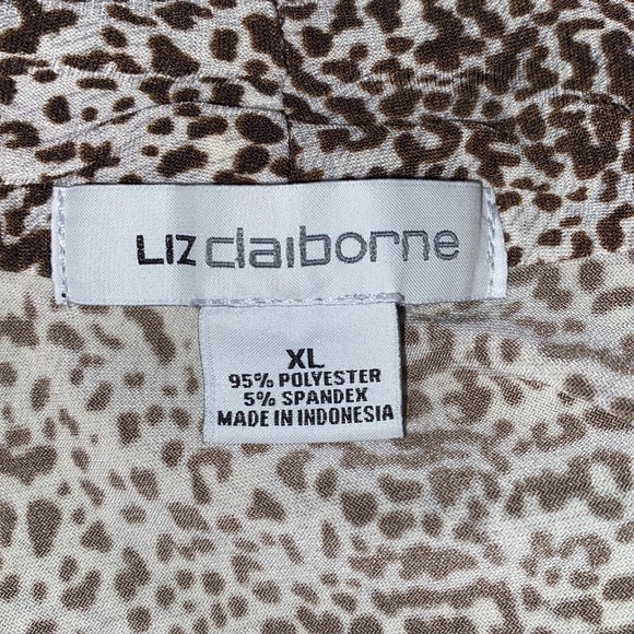 Liz Claiborne Leopard/Animal Print Blouse 3/4 Sleeve Size XL - Picture 3 of 3